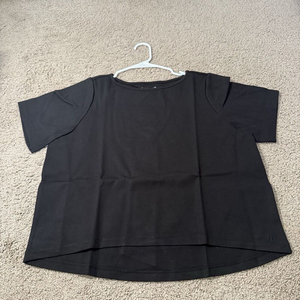 Betabrand Boxy Short Sleeve Hi-Low Top Black NWT Athletic Casual Lounge Large